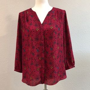 NYDJ Red High/Low Blouse